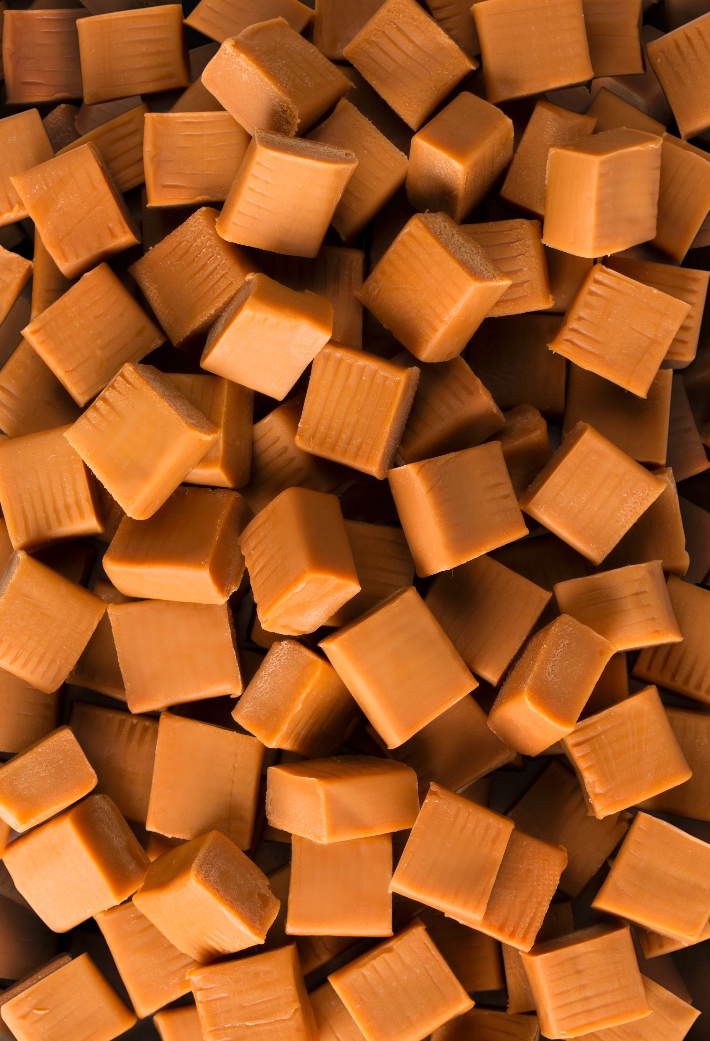 Freshly cut caramel squares